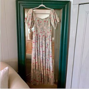 April Cornell Floral Smocked Maxi Dress